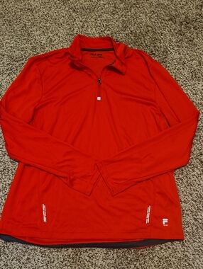 FILA Men's Bright Red Quarter-Zip Performance Pullover XL EUC
